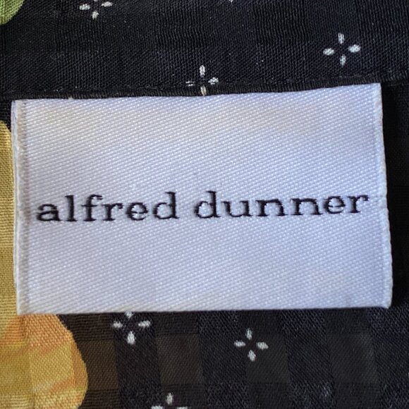 Alfred Dunner Sz 18 (XL) Blouse Button Up Short Sleeve Black Yellow Poppies - Picture 8 of 10